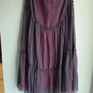 AK Anne Klein 100% Silk Long skirts Size 12 purple